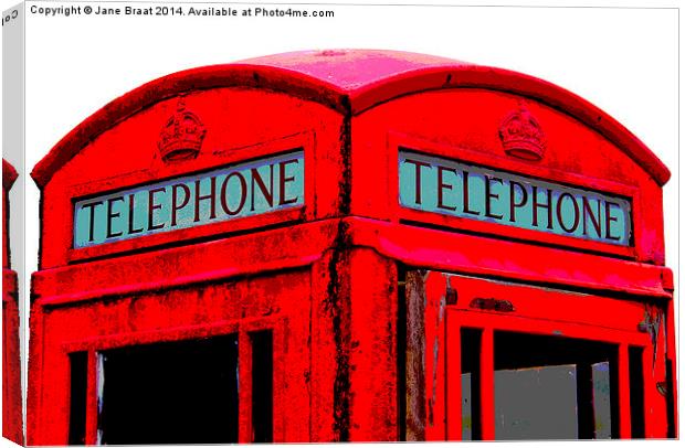 Nostalgic Red Telephone Box Canvas Print by Jane Braat