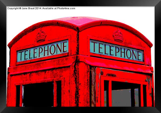 Nostalgic Red Telephone Box Framed Print by Jane Braat