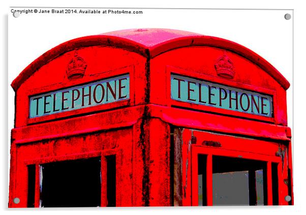 Nostalgic Red Telephone Box Acrylic by Jane Braat