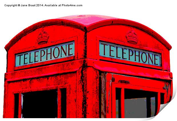 Nostalgic Red Telephone Box Print by Jane Braat