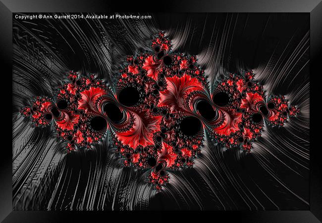 Red on Black - A Fractal Abstract Framed Print by Ann Garrett