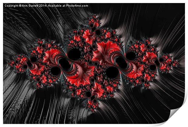 Red on Black - A Fractal Abstract Print by Ann Garrett