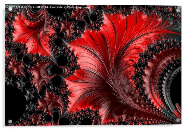 Red on Black Macro - A Fractal Abstract Acrylic by Ann Garrett