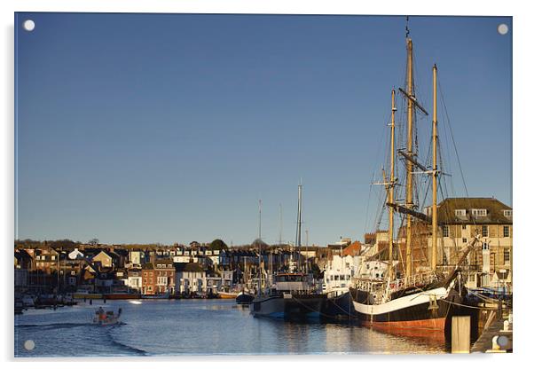 Pelican of London in Weymouth Harbour Acrylic by Paul Brewer