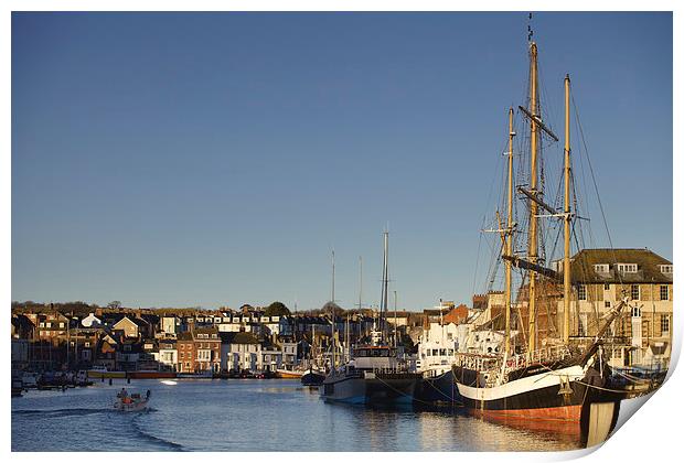 Pelican of London in Weymouth Harbour Print by Paul Brewer