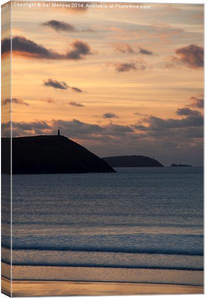 Evening Skies Over Polzeath Canvas Print by Bel Menpes