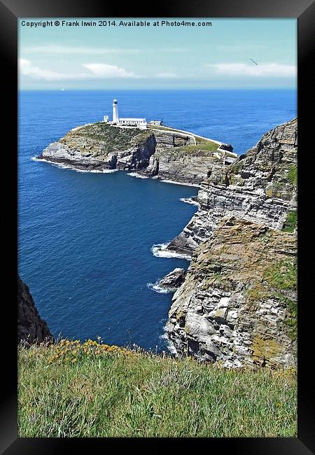 South Stack Island & lighthouse, Anglesey Framed Print by Frank Irwin