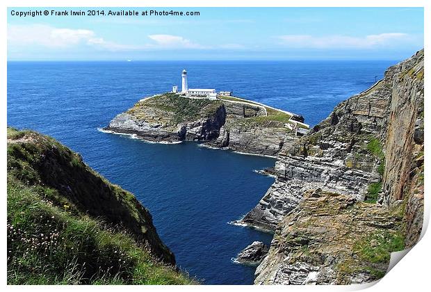 South Stack Island & lighthouse, Anglesey Print by Frank Irwin