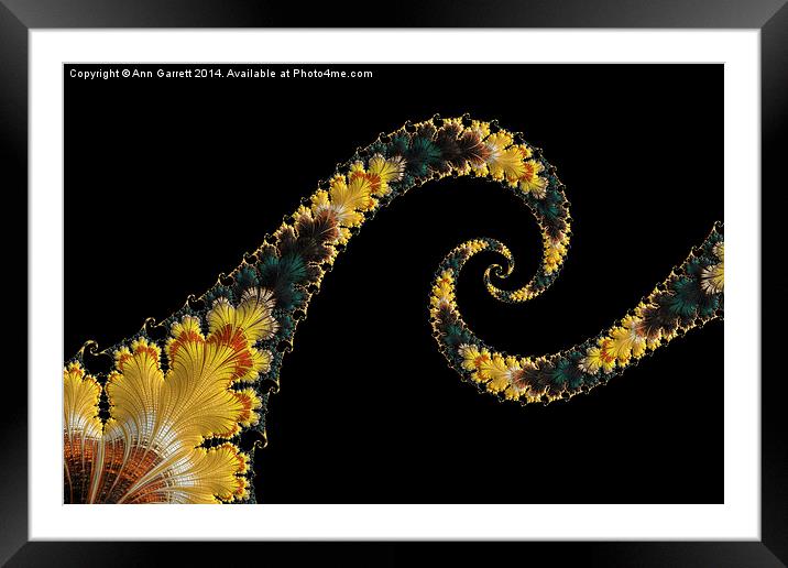Yellow Spirals - A Fractal Abstract Framed Mounted Print by Ann Garrett