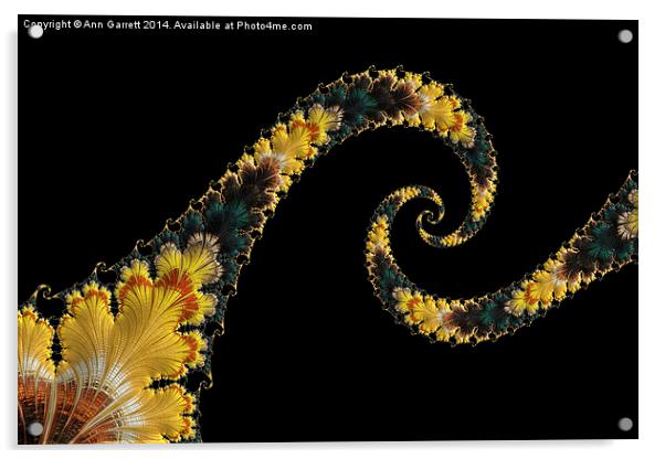 Yellow Spirals - A Fractal Abstract Acrylic by Ann Garrett