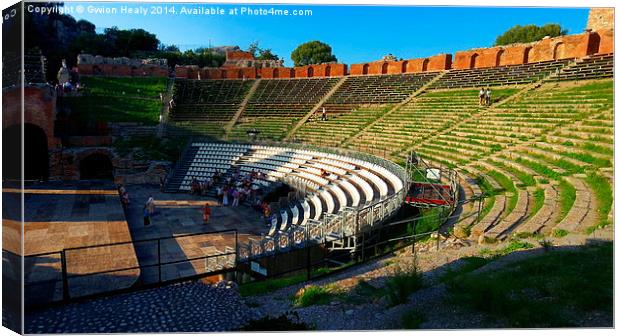 Amphitheatre Taormina Canvas Print by Gwion Healy