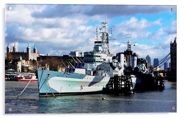 HMS Belfast Acrylic by Laura Jarvis