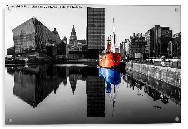 Canning Dock Red And Blue Acrylic by Paul Madden