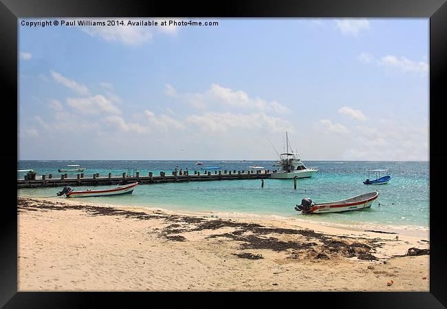 Puerto Morelos Jetty Framed Print by Paul Williams