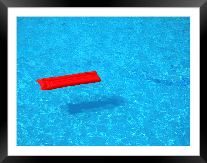 Red airbed blue pool water Framed Mounted Print by Matthias Hauser