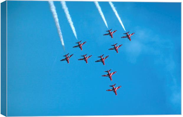 Red arrows airshow formation Canvas Print by Matthias Hauser