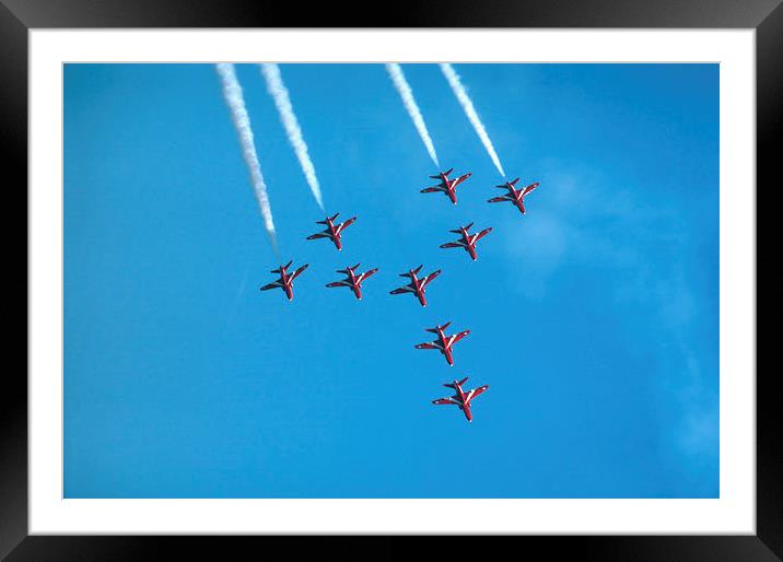 Red arrows airshow formation Framed Mounted Print by Matthias Hauser
