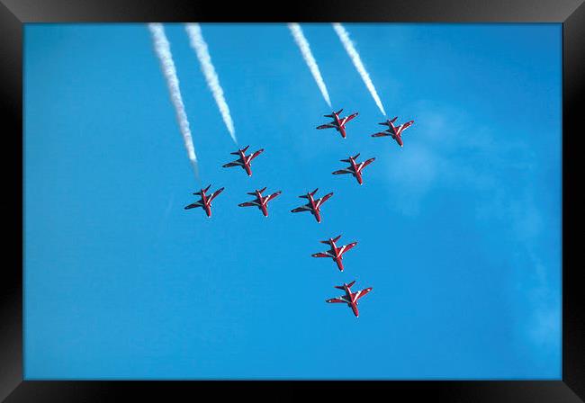 Red arrows airshow formation Framed Print by Matthias Hauser