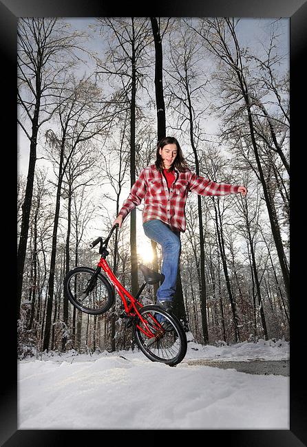 BMX Flatland rider in winter Framed Print by Matthias Hauser