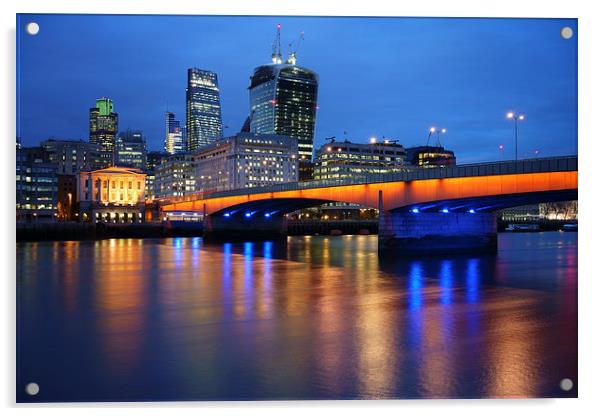 London Bridge Reflections Acrylic by Darren Galpin