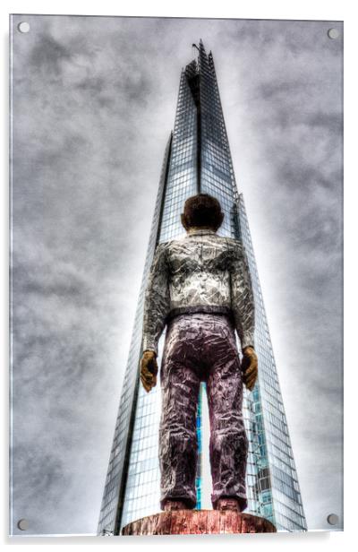 The Shard and Man Statue Acrylic by David Pyatt