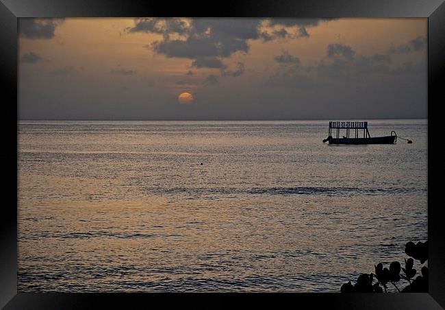 Barbados at dusk Framed Print by steve akerman