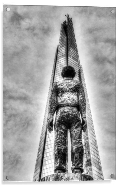 The Shard and Man Statue Acrylic by David Pyatt