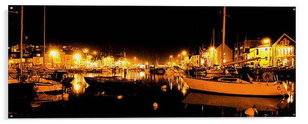JST3009 Harbour at night Acrylic by Jim Tampin