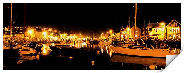 JST3009 Harbour at night Print by Jim Tampin