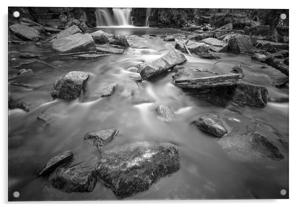 Penllergaer waterfalls Swansea Acrylic by Leighton Collins