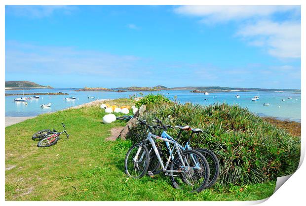 Cycling In The Isles Of Scilly Print by Malcolm Snook
