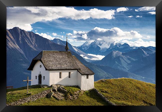 Chapel Swiss Mountains Switzerland Framed Print by Matthias Hauser