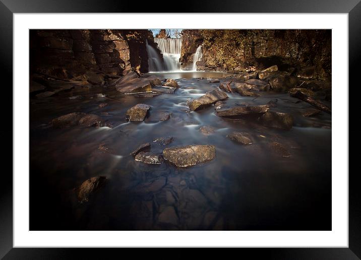 Penllergaer waterfalls Swansea Framed Mounted Print by Leighton Collins