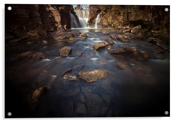 Penllergaer waterfalls Swansea Acrylic by Leighton Collins