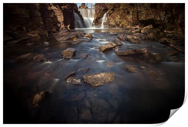 Penllergaer waterfalls Swansea Print by Leighton Collins