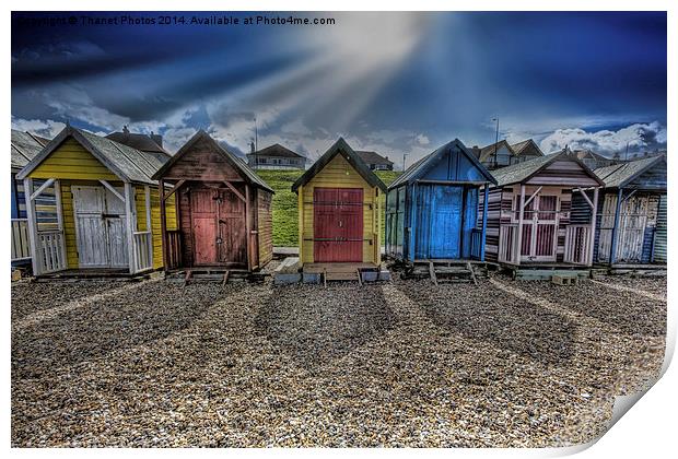 HDR beach huts Print by Thanet Photos