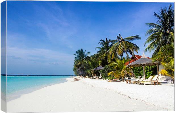 Island Resort Beach of Maldives Canvas Print by Hassan Najmy