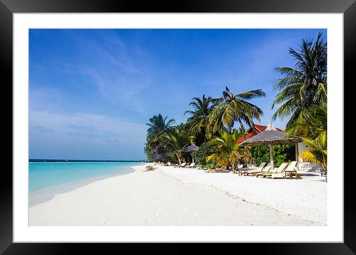 Island Resort Beach of Maldives Framed Mounted Print by Hassan Najmy