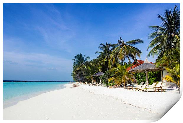 Island Resort Beach of Maldives Print by Hassan Najmy
