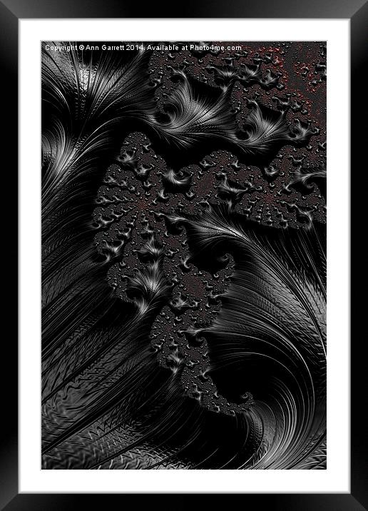 Black on Black - A Fractal Abstract Framed Mounted Print by Ann Garrett