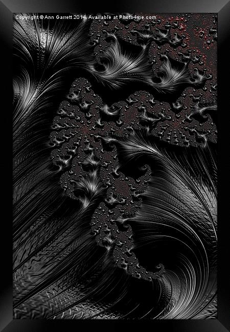 Black on Black - A Fractal Abstract Framed Print by Ann Garrett