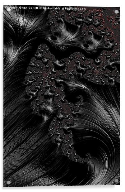 Black on Black - A Fractal Abstract Acrylic by Ann Garrett