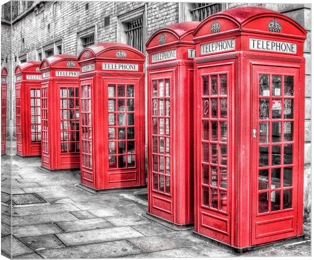 Red Phone Boxes in London Canvas Print by Scott Anderson