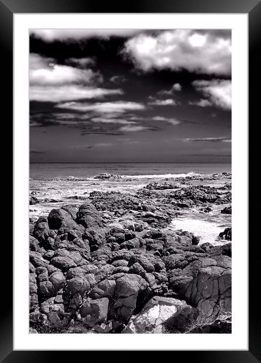 Boa Vista Beach Rocks BW Framed Mounted Print by Brian  Raggatt