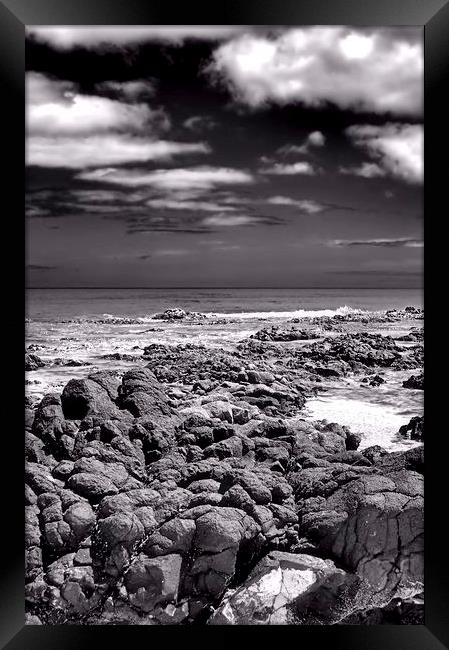 Boa Vista Beach Rocks BW Framed Print by Brian  Raggatt