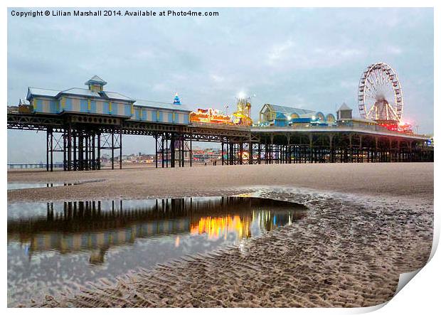 Dusk over Central Pier. Print by Lilian Marshall
