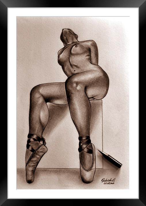 Ballerina sketch Framed Mounted Print by Gabriela Olteanu