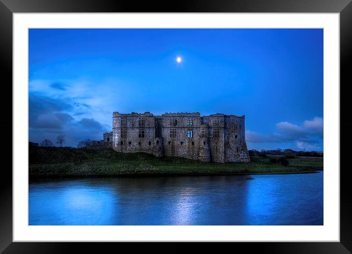 Carew Castle and Moon Framed Mounted Print by Simon West