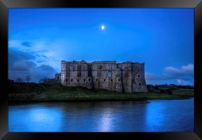 Carew Castle and Moon Framed Print by Simon West