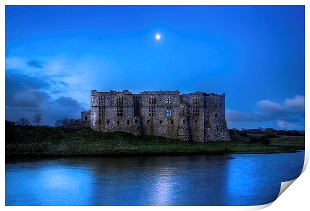 Carew Castle and Moon Print by Simon West